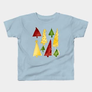 Christmas Trees For The Holidays With Blue Background Kids T-Shirt